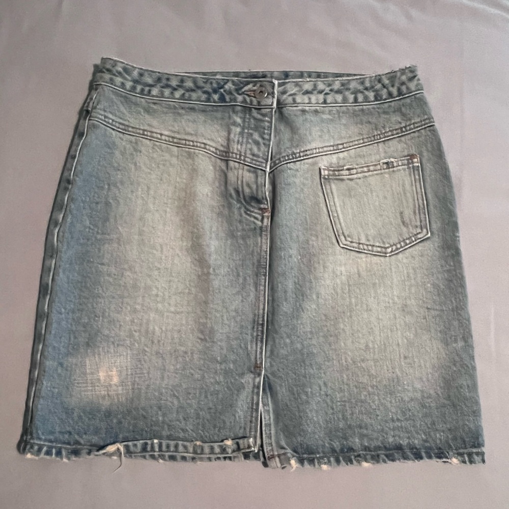J Crew Distressed Denim Skirt ~ Size 8